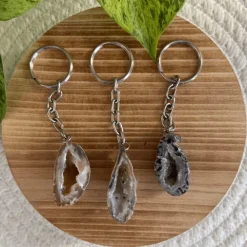 Baby Natura Agaat geode sleutelhanger