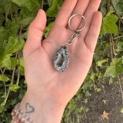 Baby Natura Agaat geode sleutelhanger