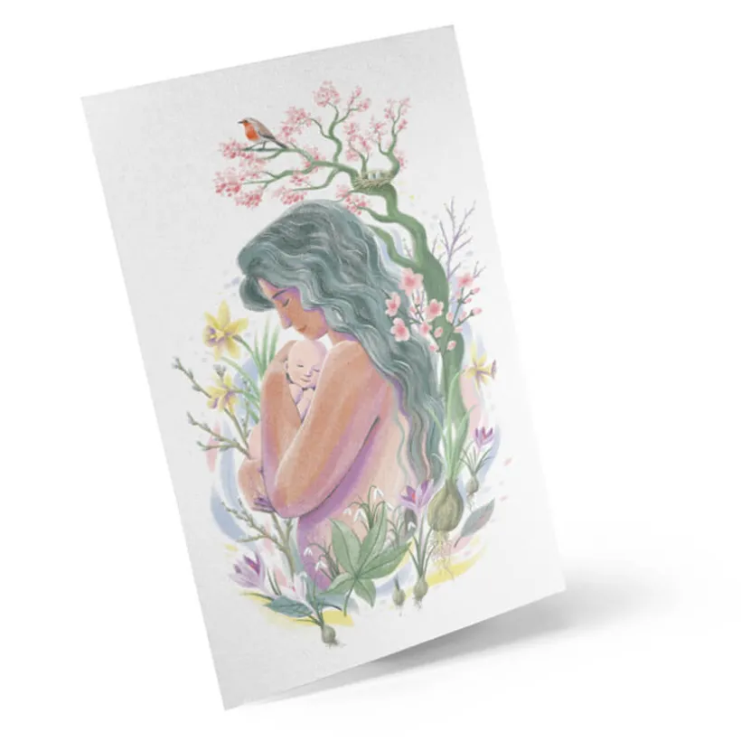 Baby Natura Ansichtkaart moeder met baby – Lente