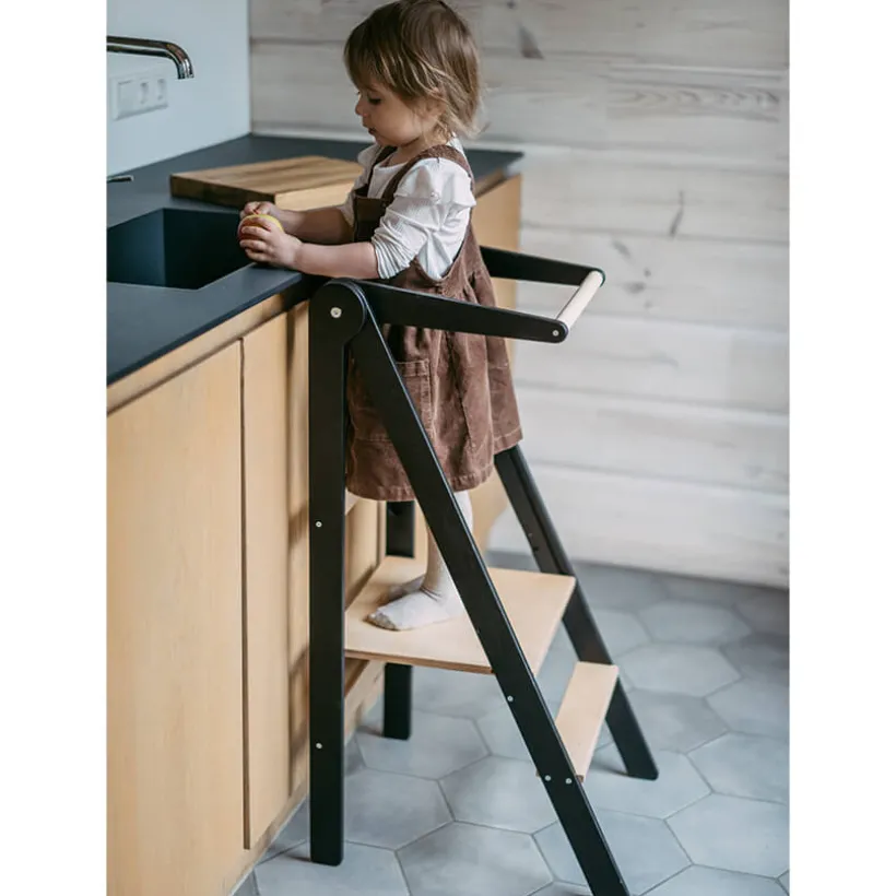 Baby Natura Houten opvouwbare leertoren – zwart