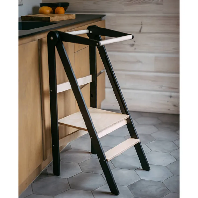 Baby Natura Houten opvouwbare leertoren – zwart