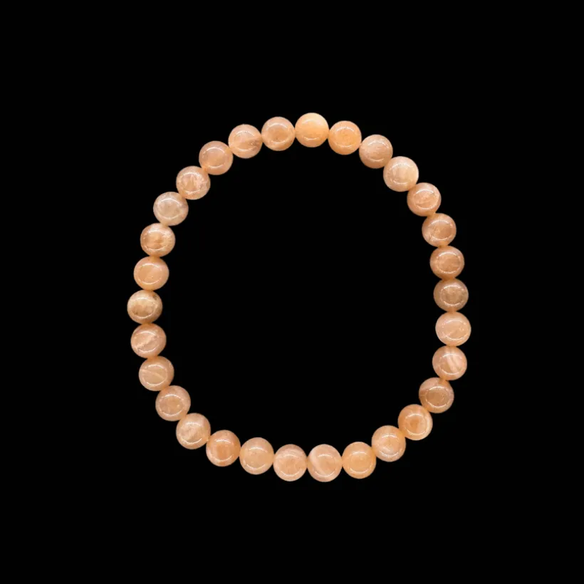 Baby Natura Perzik Maansteen kogelarmband 6mm dames