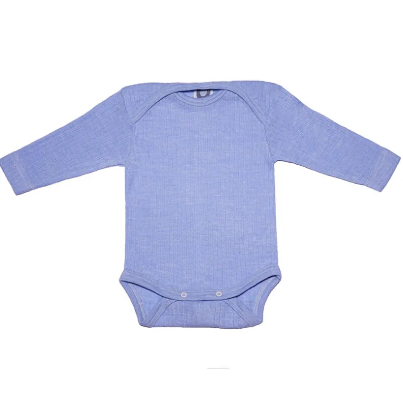 Cosilana Romper wol zijde katoen baby blauw lange mouw