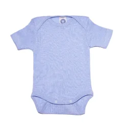 Cosilana Romper wol zijde katoen baby blauw korte mouw