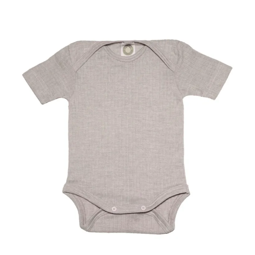 Cosilana Romper wol zijde katoen grijs korte mouw