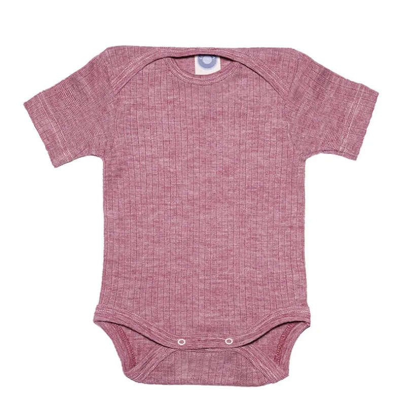 Cosilana Romper wol zijde katoen wijnrood korte mouw