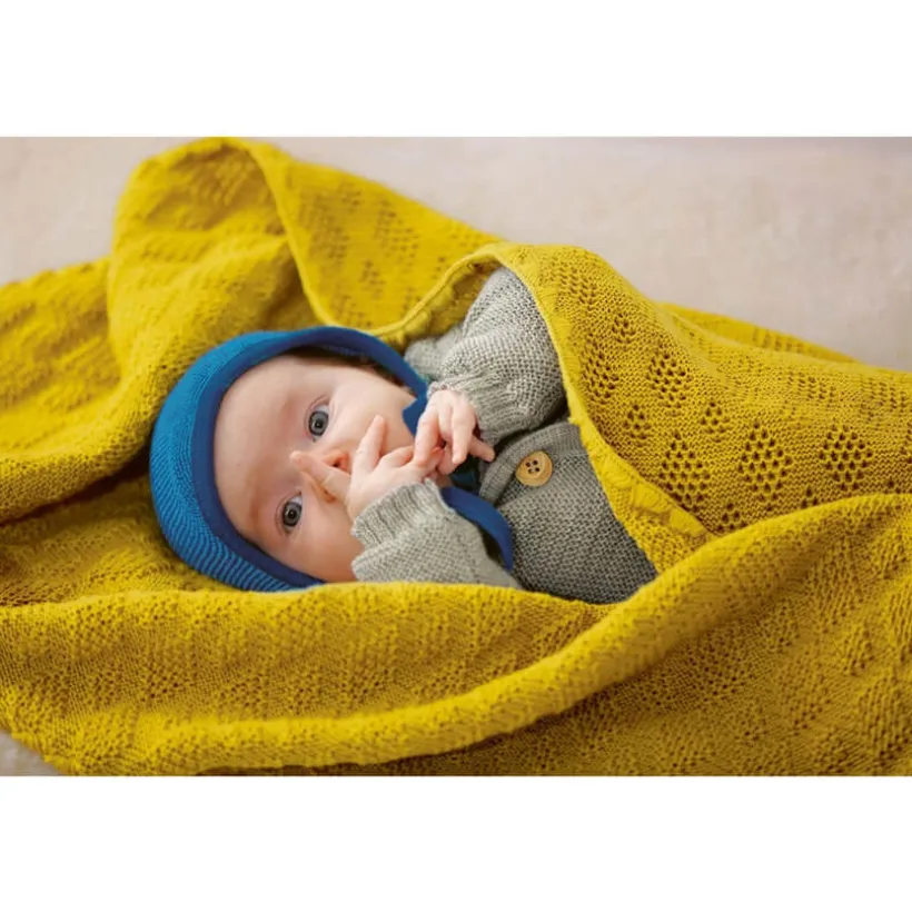 Disana Baby deken wol gebreid Indigo