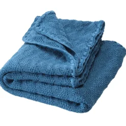 Disana Baby deken wol gebreid Antiek blauw