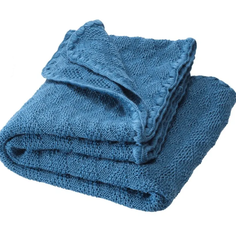 Disana Baby deken wol gebreid Antiek blauw