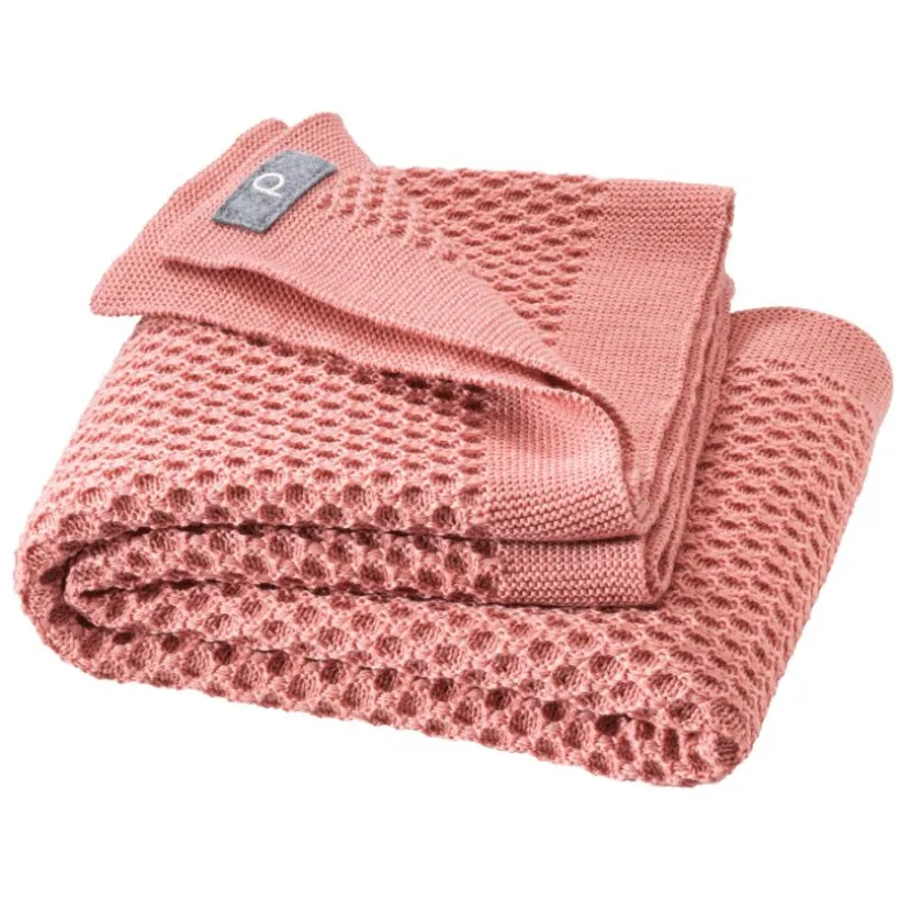 Disana Baby deken wol Honeycomb zacht roze