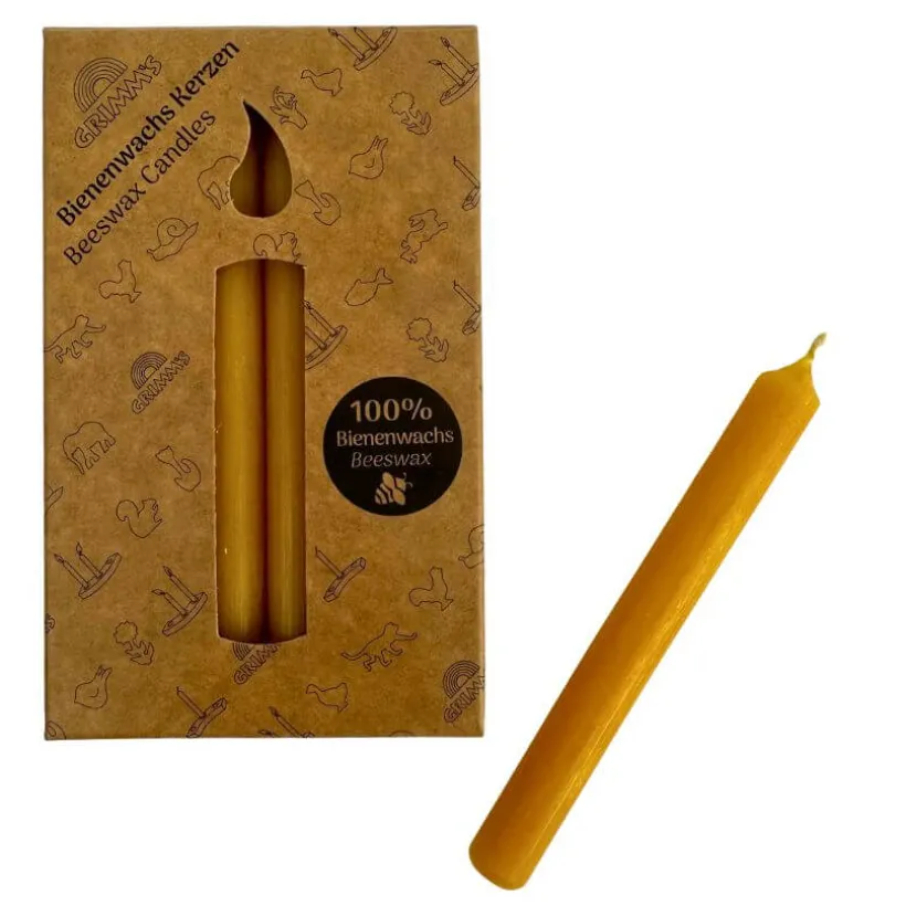 Grimm's 12 Bijenwas (100%) jaarring kaarsjes amber