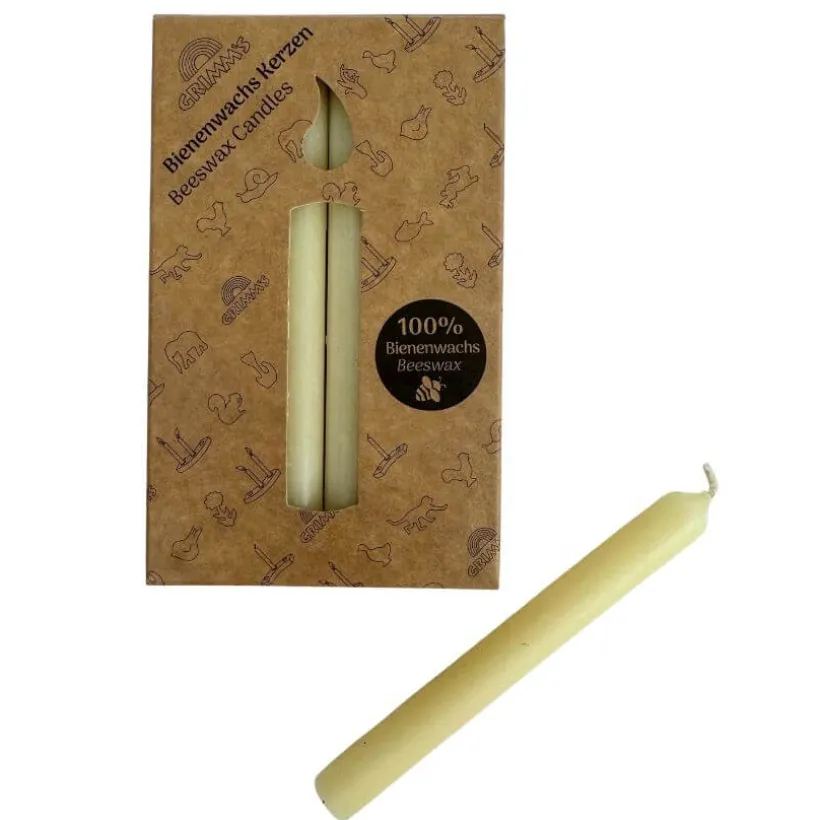 Grimm's 12 Bijenwas (100%) jaarring kaarsjes creme