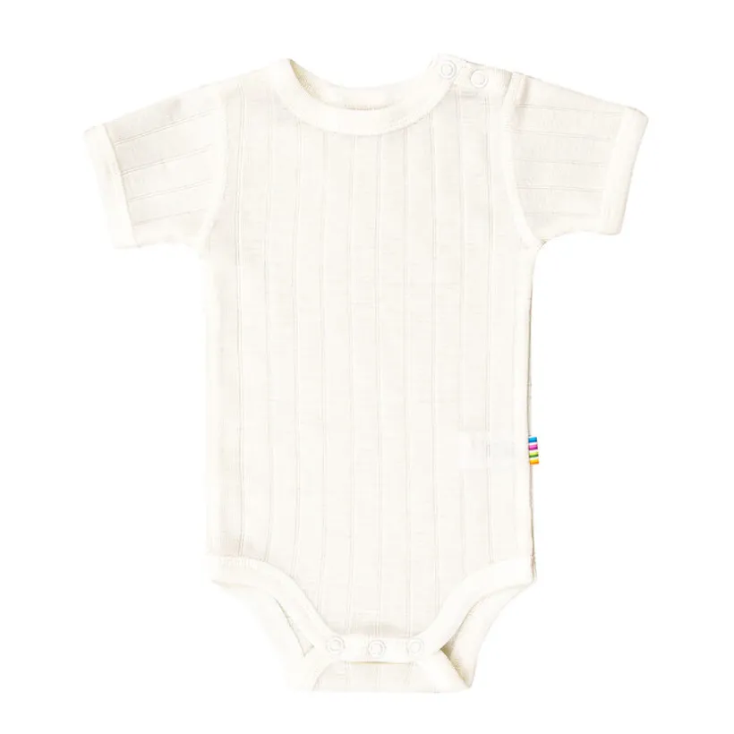 Joha Romper wol/zijde korte mouw – Ecru