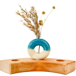 Klein dappertje Donut vaasje blauw steker