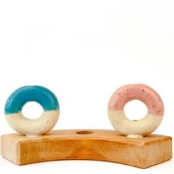 Klein dappertje Donut vaasje blauw steker