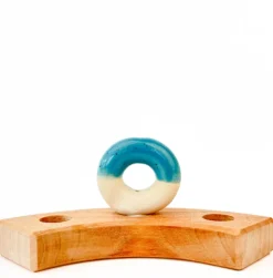 Klein dappertje Donut vaasje blauw steker