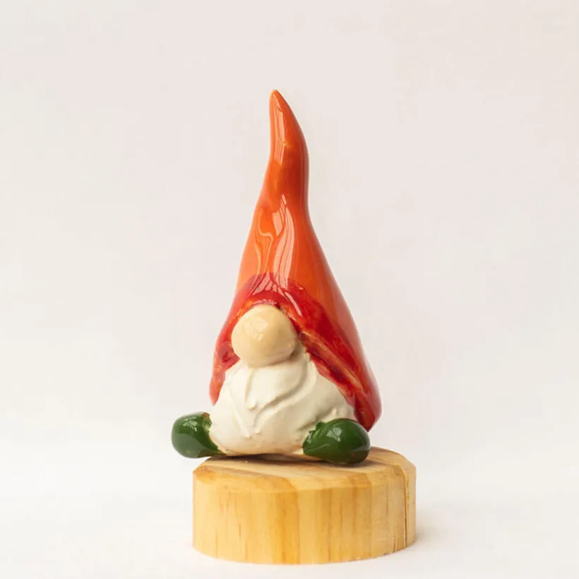 Klein dappertje Kabouter Tomte oranje steker