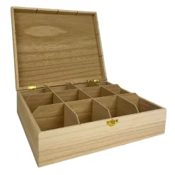 Klein dappertje Steker bewaarkist hout 12-vaks