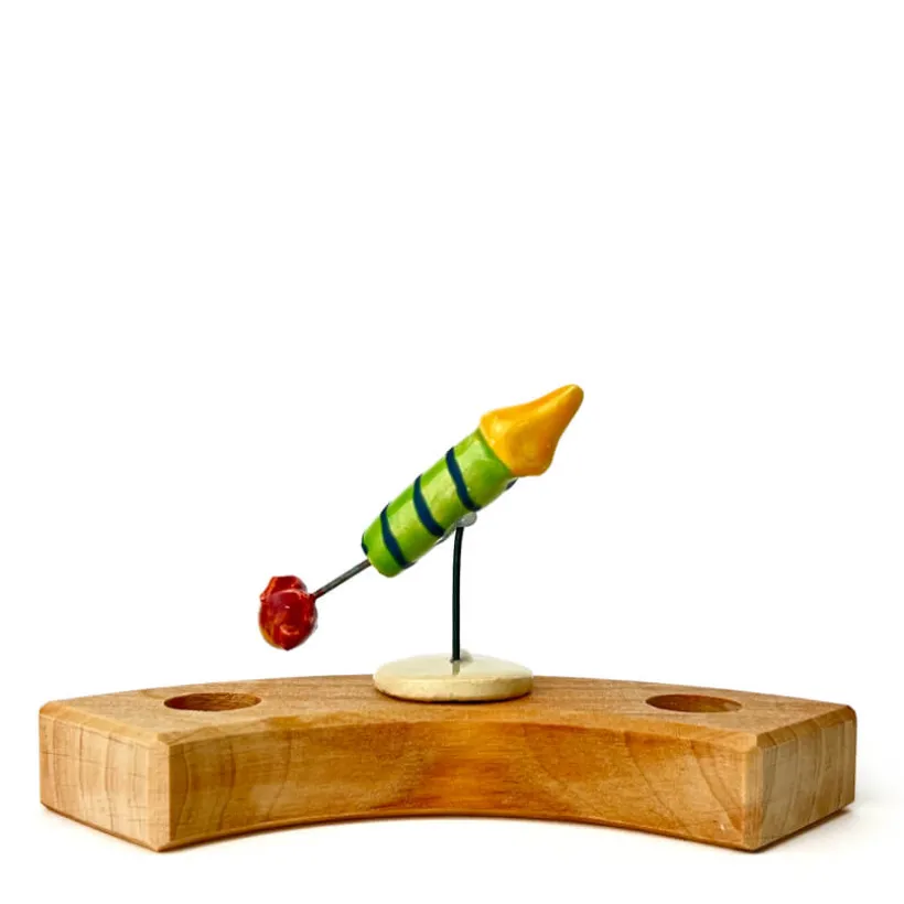 Klein dappertje Vuurpijl groen met geel steker