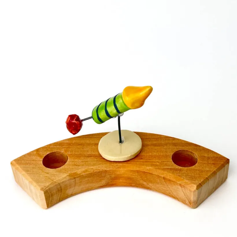 Klein dappertje Vuurpijl groen met geel steker